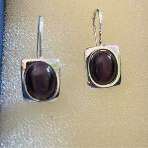 Silver stone earrings